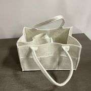 Parker Baby Diaper Caddy - Nursery Storage Bin and Car Organizer for Diapers and Baby Wipes - White,