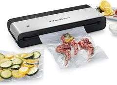 FoodSaver PowerVac Compact Vacuum Sealing Machine Stainless Steel & Black Vertical Storage VS0150