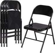 VECELO Metal Folding Chairs 4 Pack, Double Hinged Steel Frame Easy Foldable