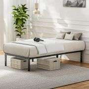 Twin Size 1 Metal Platform Bed Frame with Steel Slat Support, No Box Spring Required