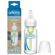 Dr. Brown's Anti-Colic Options+ Narrow Glass Baby Bottle with Level 1 Slow Flow Nipple