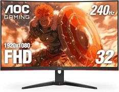 AOC C32G2ZE 32" Curved Frameless Gaming Monitor, Full HD 1920x1080