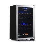 Newair Freestanding 28 Bottle Dual Zone Compressor Wine Fridge in Stainless Steel