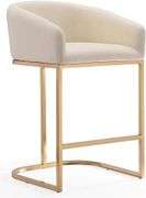 26" Contemporary Faux Leather Counter Stool in Cream/Titanium Gold