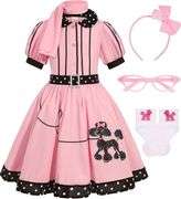 50s Outfit for Girls Kids 50s Poodle Skirt Costume Girls Halloween Party Dress Up Size M 8 year