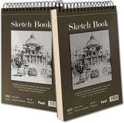Set of 2 9" x 12" Sketch Book, Top Spiral Bound Sketch Pad, 100 Sheets Each