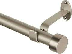 Serena Single Curtain Rod for Curtains and Drapery with Contemporary Cap Finials, 1-Inch Diameter