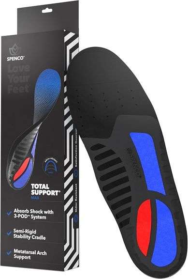 Spenco Total Support Max Shoe Insoles - Orthotic Metatarsal Arch Support Inserts
