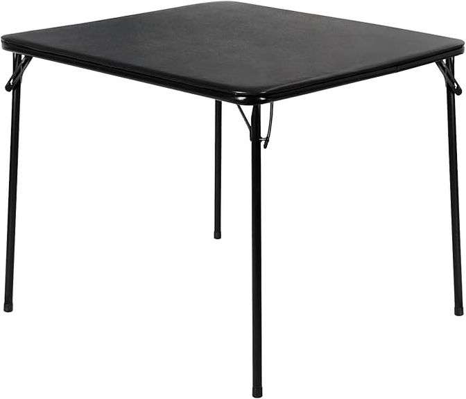 VECELO 34'' Portable Square Folding Card Table with Collapsible Legs & Vinyl Upholstery, Metal, Blac