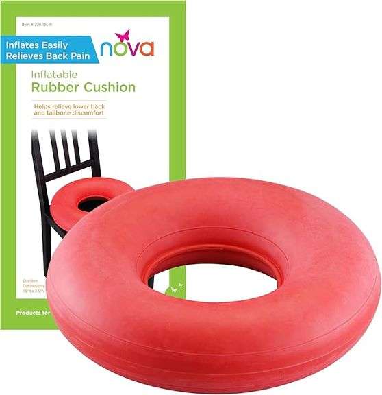 NOVA Inflatable Donut Cushion, Easy to Inflate and Deflate Seat Cushion, Durable Rubber and Easy to
