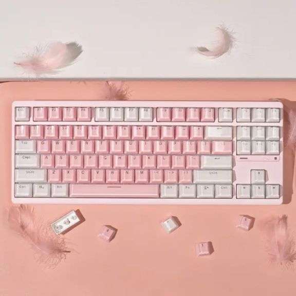 Bestway Tech Mechanical Keycaps OEM Profile 104 Key Set White/Pink