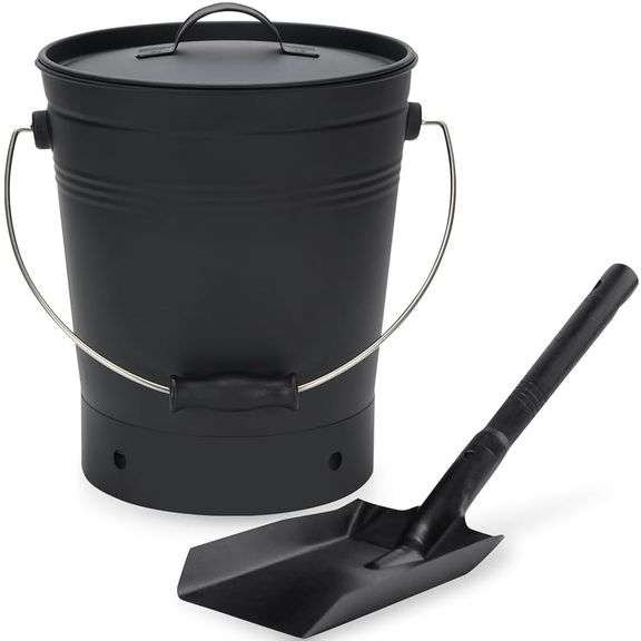 INNO STAGE Ash Bucket with Lid and Wood Handle Coal Shovel