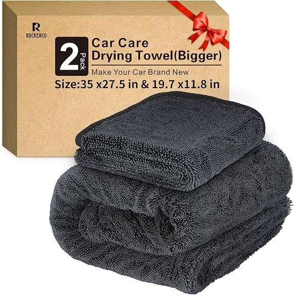Microfiber Towels For Cars 2-Pack Car Drying Towel 1300 Gsm Ultra-Large Soft Microfiber 35" x 27.5" 