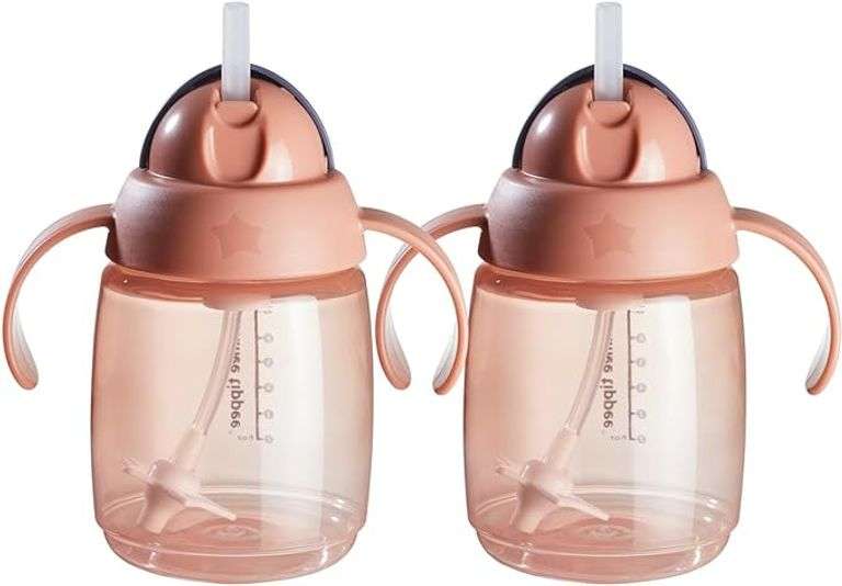 Tommee Tippee Superstar Weighted Straw Cup, 6m+, 10oz, Pack of 2 Spill-Proof Training Cups