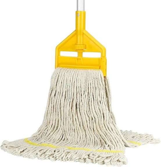 Commercial Mop Heavy Duty Industrial Cotton Mop with Long Handle,Looped-End String Wet Mops for Home