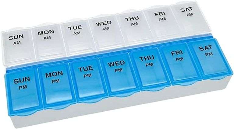 Amazon Basic Care (7-Day) AM/PM Pill Organizer, Vitamin Case, And Medicine Box