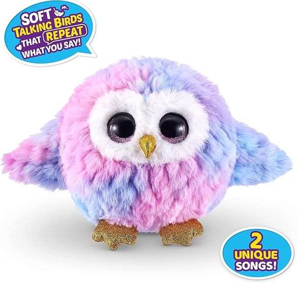 Pets Alive Chirpy Birds (OWL) by ZURU, Electronic Pet That Speaks Bird Animal Plush for Girls