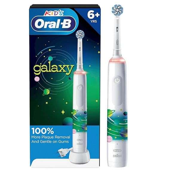 Oral-B Kids Electric Toothbrush with Coaching Pressure Sensor and Timer, Rechargeable Toothbrush