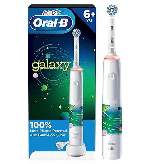 Oral-B Kids Electric Toothbrush with Coaching Pressure Sensor and Timer, Rechargeable Toothbrush wit