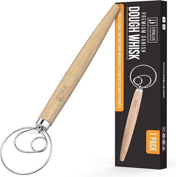 ORBLUE Premium Danish Dough Whisk - Dutch Whisk with Stainless Steel Ring