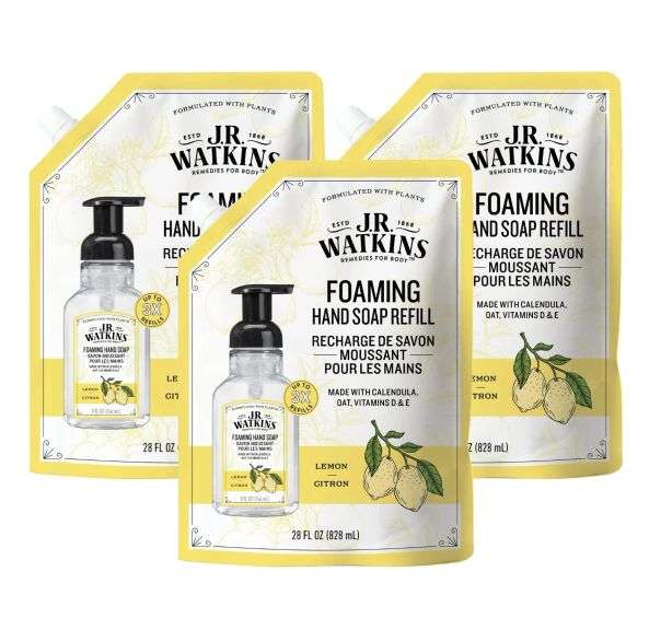 J.R. Watkins Foaming Hand Soap Refill, Moisturizing Foam Hand Wash, All Natural
