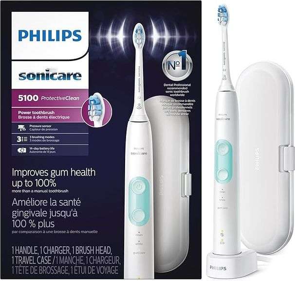 Philips Sonicare ProtectiveClean 5100 Rechargeable Electric Toothbrush, with Pressure Sensor