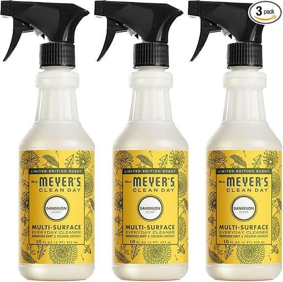 MRS. MEYER'S CLEAN DAY Multi-Surface Everyday Cleaner, Dandelion Scent, 16 Ounce Bottle (Pack of 3)