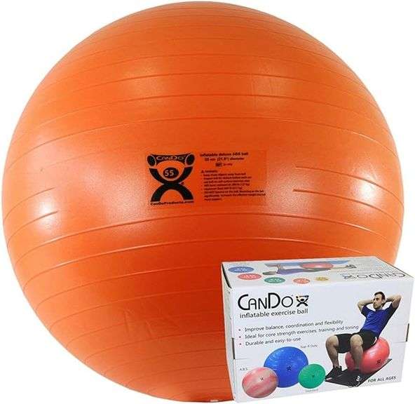 CanDo Abs Inflatable Ball, Orange, 21.7 Inch