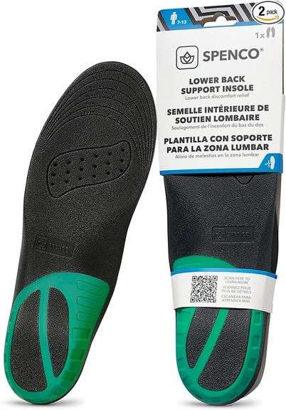 Spenco Lower Back Support Insole, Trim to Fit, Men's 7-13 / Women's 5-11