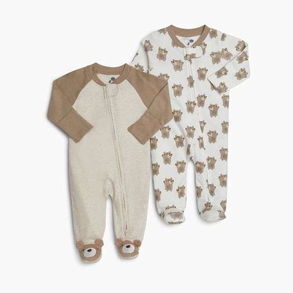 Small Story Printed Footie (2 Pack), Bear Hugs 0-3M
