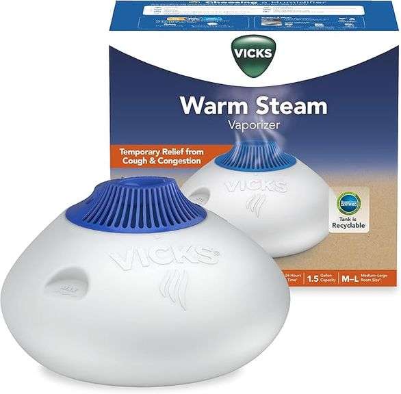 Vicks Warm Steam Vaporizer, Small to Medium Rooms, 1.5 Gallon Tank – Warm Mist Humidifier for Baby a