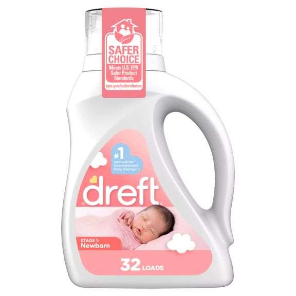 Dreft Stage 1: Newborn HE Compatible Hypoallergenic Baby Liquid Laundry Detergent 46 fl oz