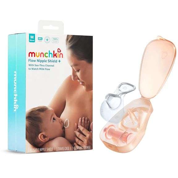 Munchkin Flow Nipple Shield + with See-Thru Channel to Watch Milk Flow