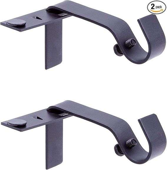 Kenney Fast Fit 5/8" No Measure Curtain Rod Brackets, Matte Black