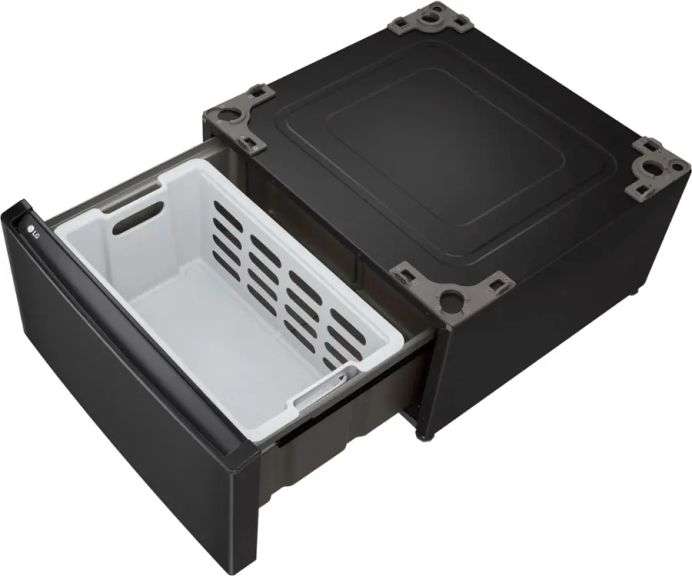 LG - 27" Laundry Pedestal with Storage Drawer - Black Steel