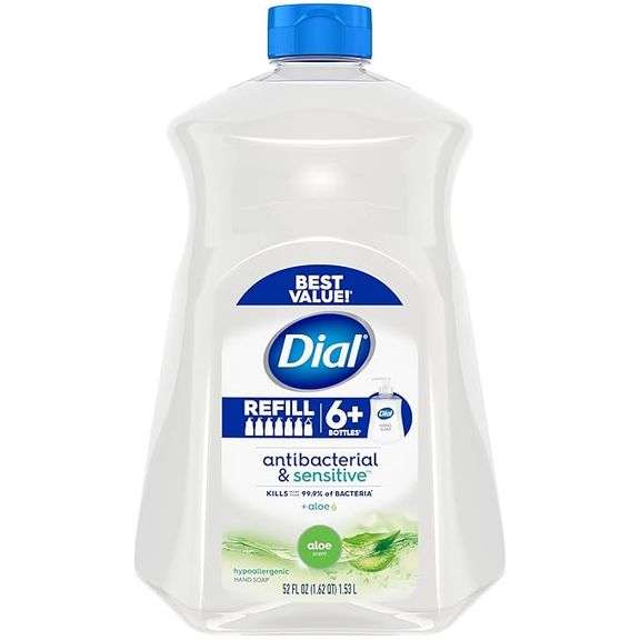 Dial Antibacterial Liquid Hand Soap Refill, Aloe, 52 fl oz (Pack of 3)