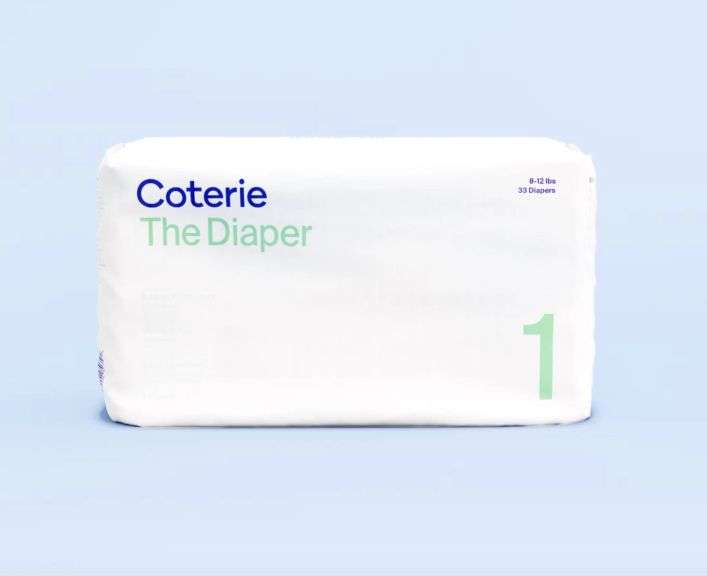 Coterie The Diaper Baby Size 1 (8-12 lbs) 33 Count Safest Ingredients