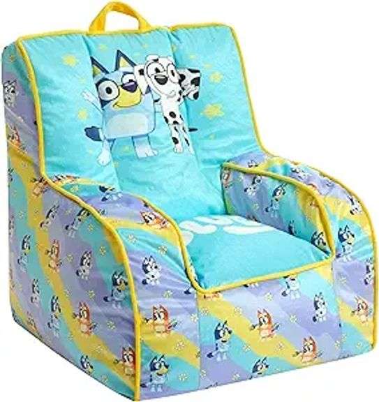 Idea Nuova Bluey & Chloe Kids Micromink Bean Bag Sofa Chair,Soft Padded Toddler Seat with Piping & C