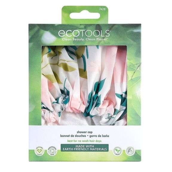 EcoTools Recycled & Sustainable Shower Cap, Cotton Lining, Fits All Head Sizes, Fits All Hair Textur