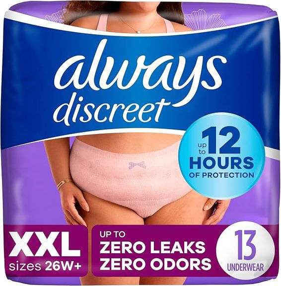 Always Discreet Adult Incontinence Underwear for Women and Postpartum Underwear, XXL