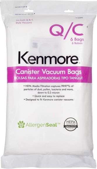 Kenmore 53292 Type Q HEPA Replacement Dust Bags for Canister Vacuum 81214