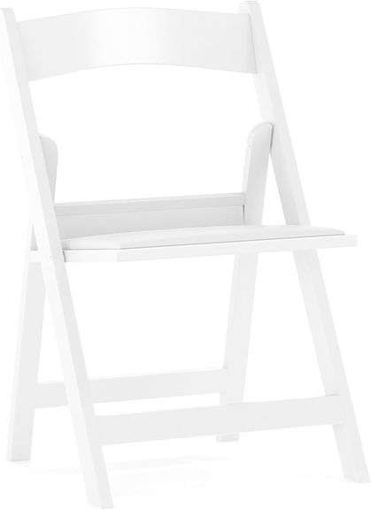 Flash Furniture HERCULES Kids White Resin Folding Chair with White Vinyl Padded Seat