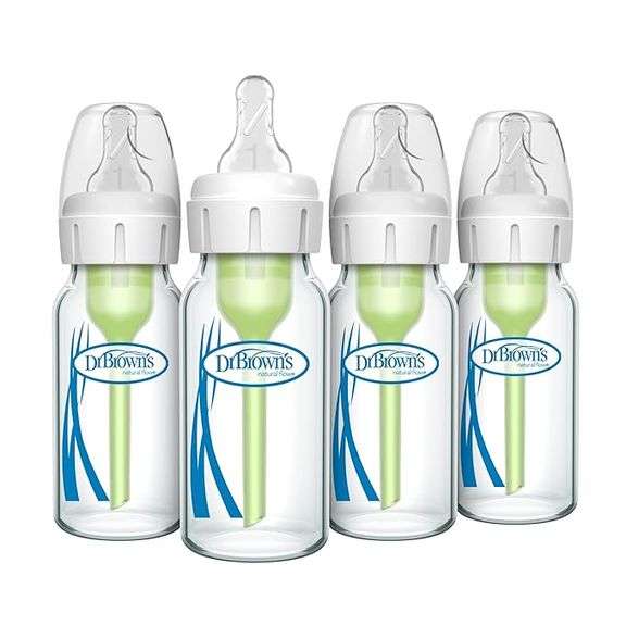 4 Pack Dr. Brown's Anti-Colic Options+ Narrow Glass Baby Bottle