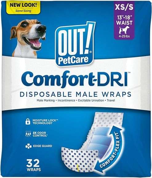 Out! PetCare Disposable Dog Diapers Male, Puppy Belly Band, Potty Training, Doggie Diapers