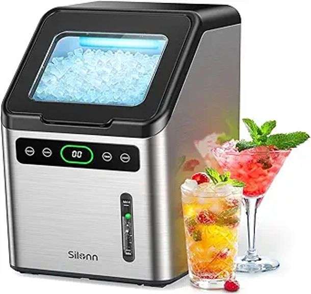 Silonn Nugget Ice Maker - Timer Ice Machine with Self-Cleaning
