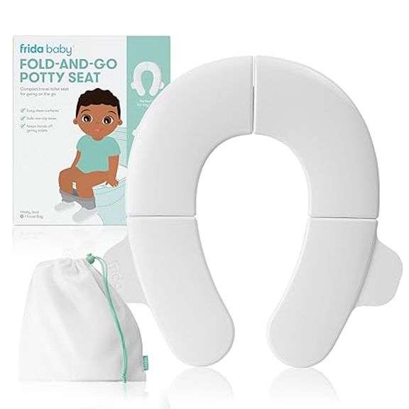 Frida Baby Fold-and-Go Portable Potty Seat for Toilet, Foldable Travel Potty Seat for Toddler, Fits 