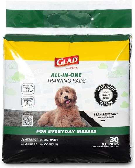 Glad for Pets Extra Large Charcoal Dog Training Pads - Absorbent Disposable Pee Pads for Dogs, Cats 