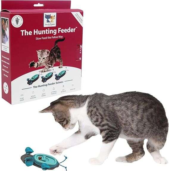 SPOT Doc and Phoebe's Cat Hunting Feeder - Interactive Indoor Slow Feeder & Treat Dispenser Toy