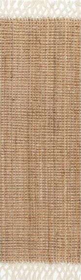 Raleigh Farmhouse Fringed Jute Natural 3 ft. x 8 ft. Rectangle Indoor Runner Rug