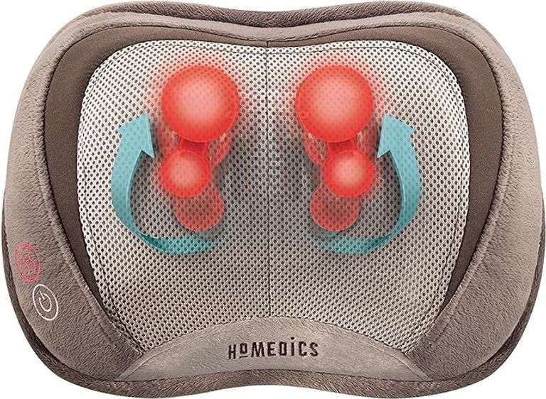 HoMedics Back and Neck Massager, Portable Shiatsu All Body Massage Pillow with Heat